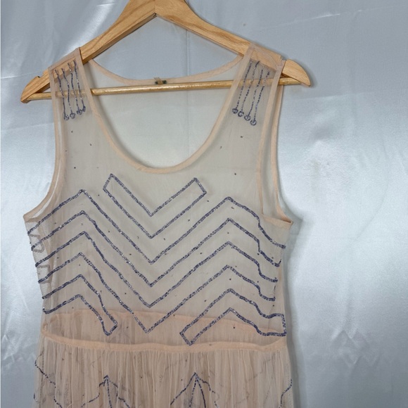 Free People Beaded Mesh Mini Slip Dress – Size Large - Picture 6 of 11
